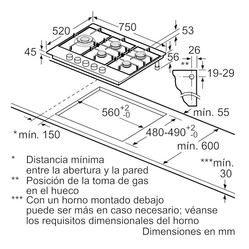 Anafe a Gas 75 cm Bosch